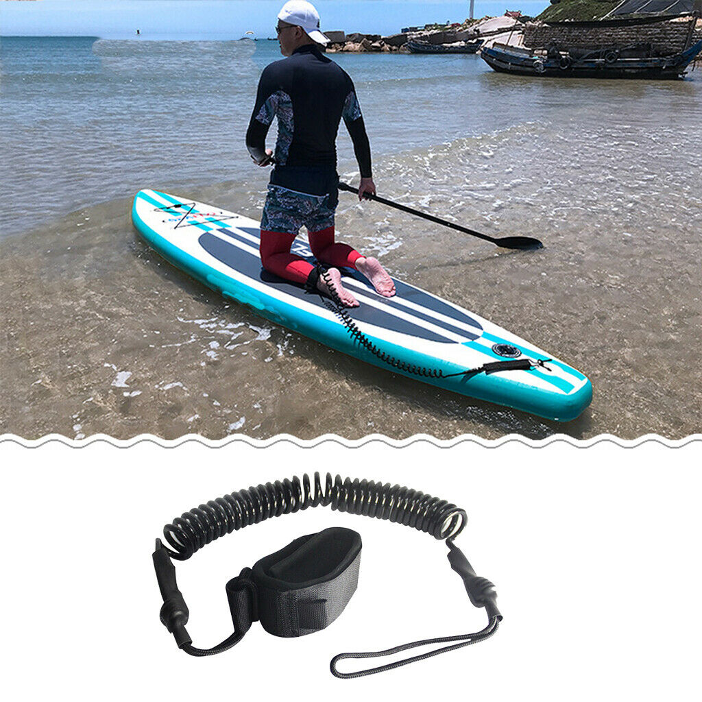 Premium Surfboard Coiled Leash SUPs Leg Rope 10ft Surfboarding Surfing Secure