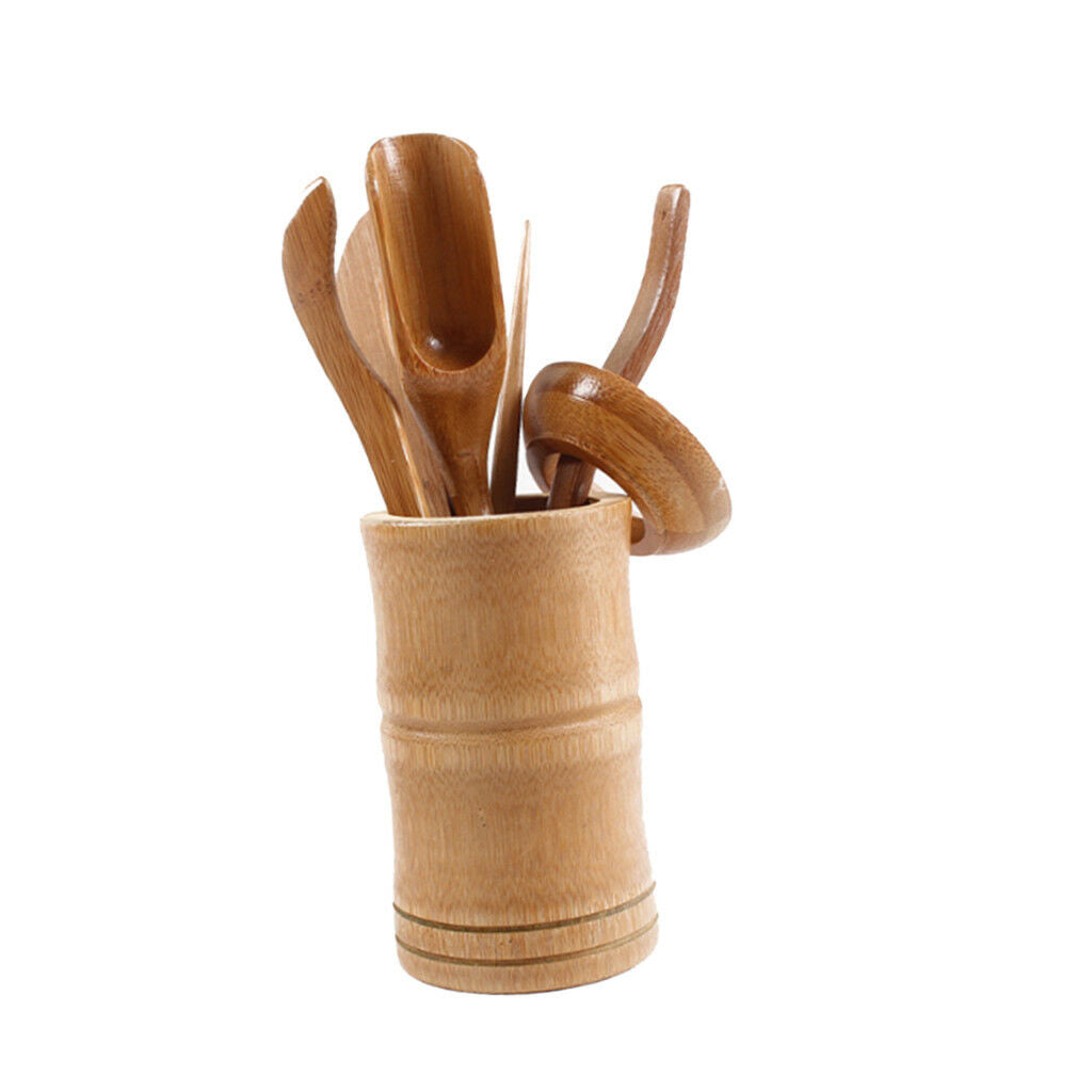 6 Pieces Bamboo Chinese Gongfu Tea Ceremony Utensils Scoop Needle Tools Set