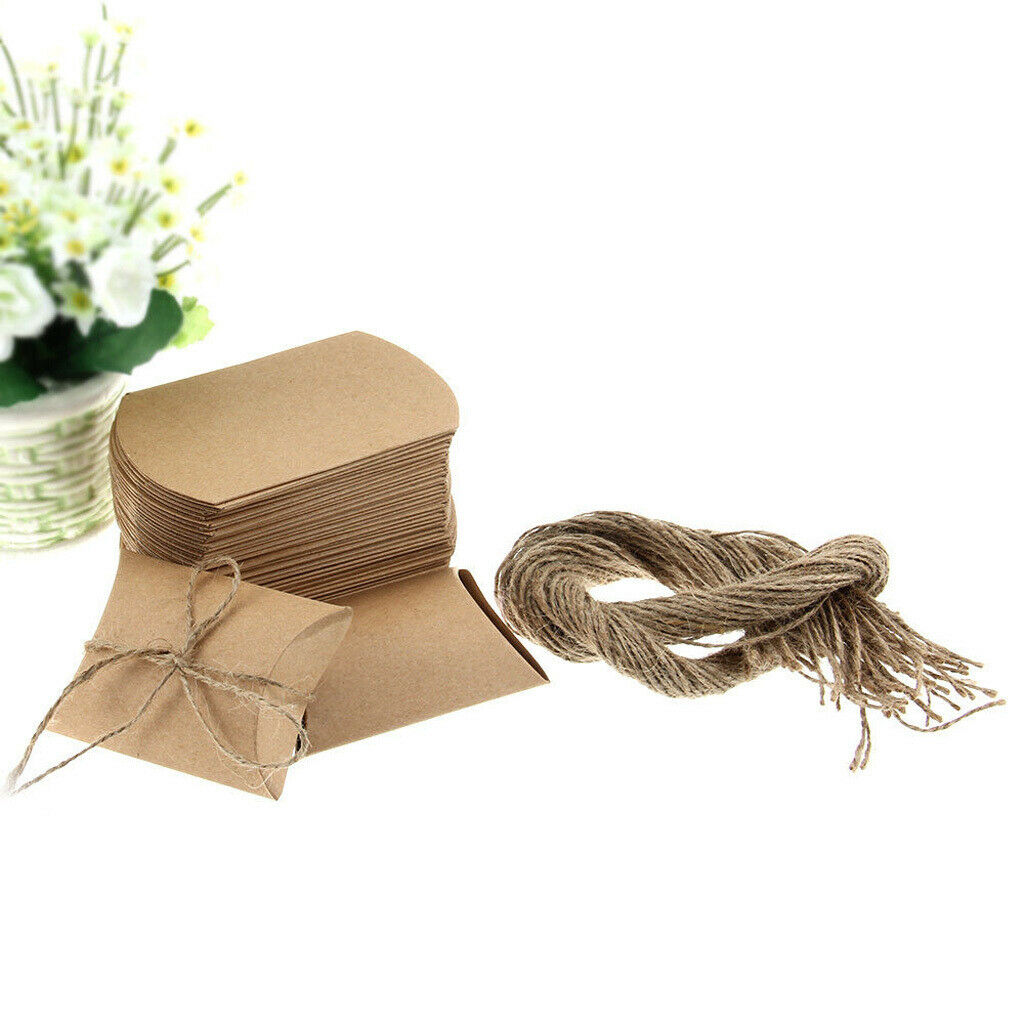 Wholesale 50 Brown Shabby Rustic Sweets Candy Gift Pillow Boxes Party Favor