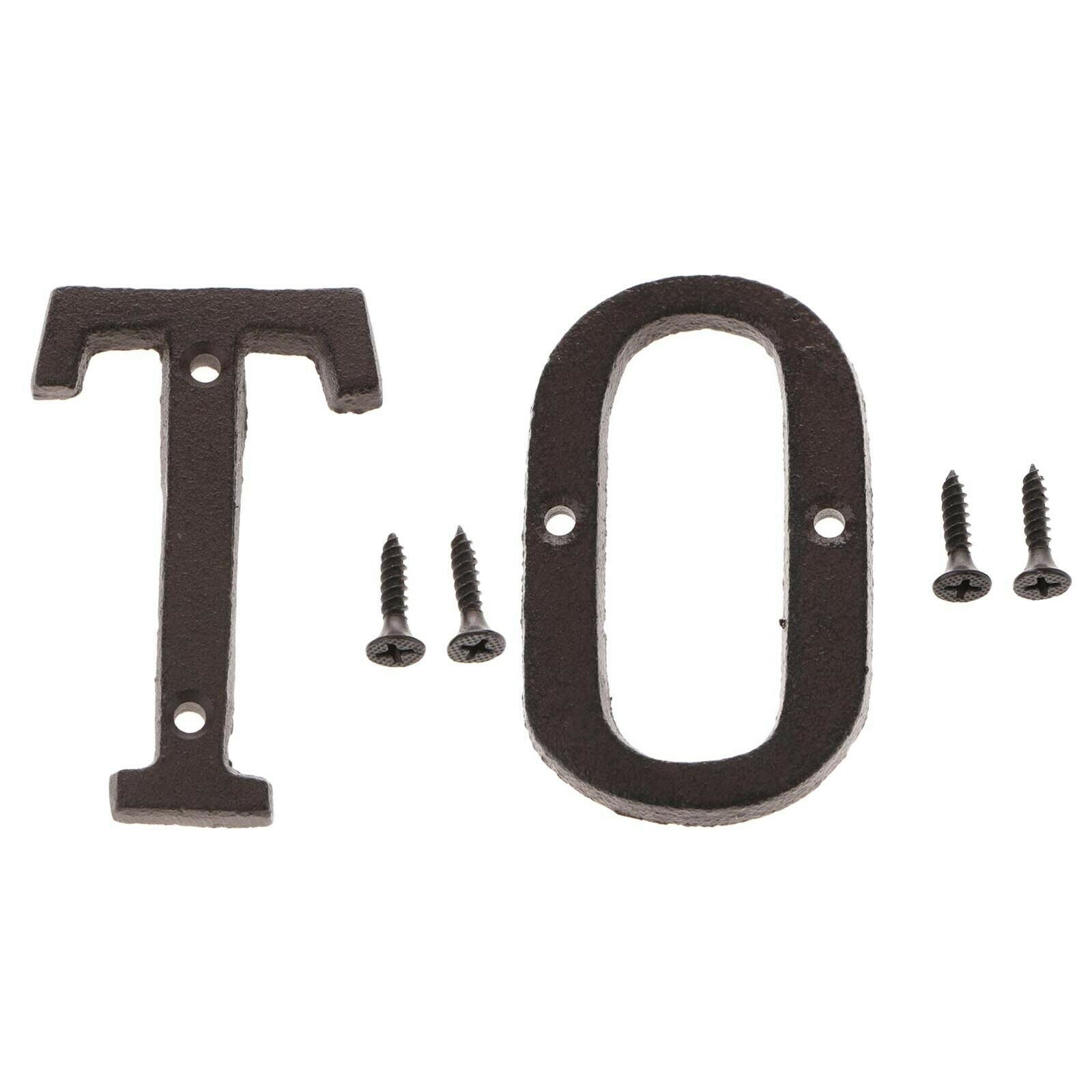 2Pcs Letter T and O Stylish Rustic Metal Cast Iron Home House Letter Sturdy