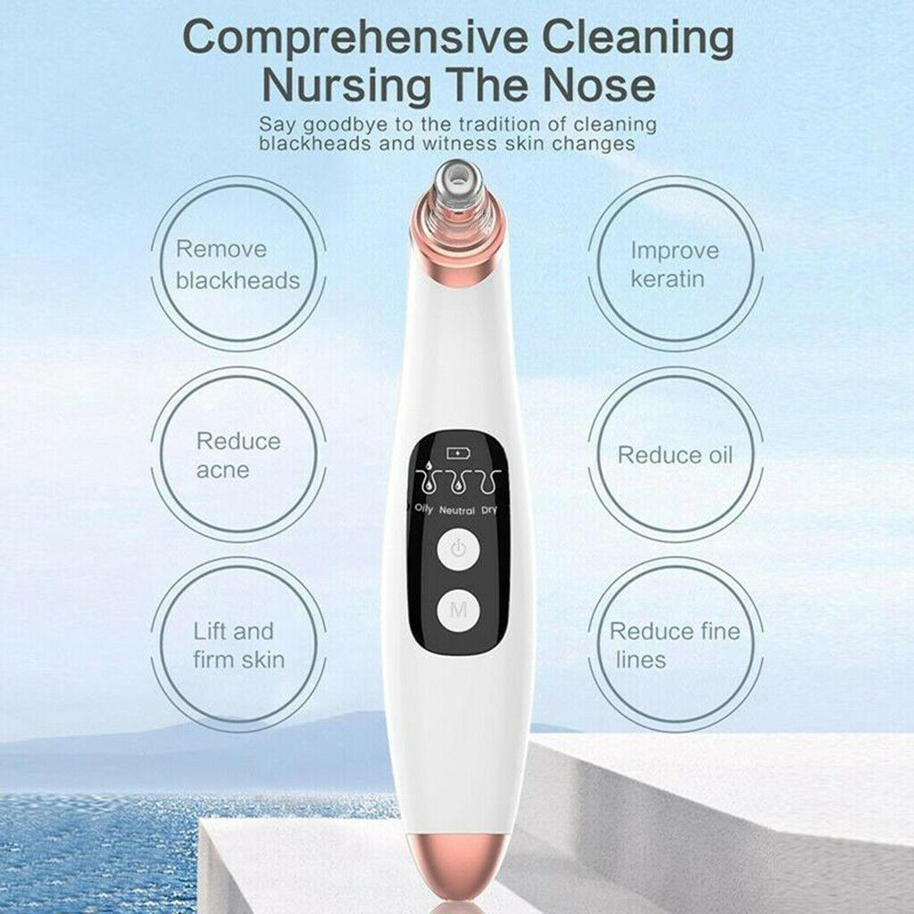 Electric Face Nose Blackhead Remover Pore Vacuum Cleaner with 6 Suction Heads