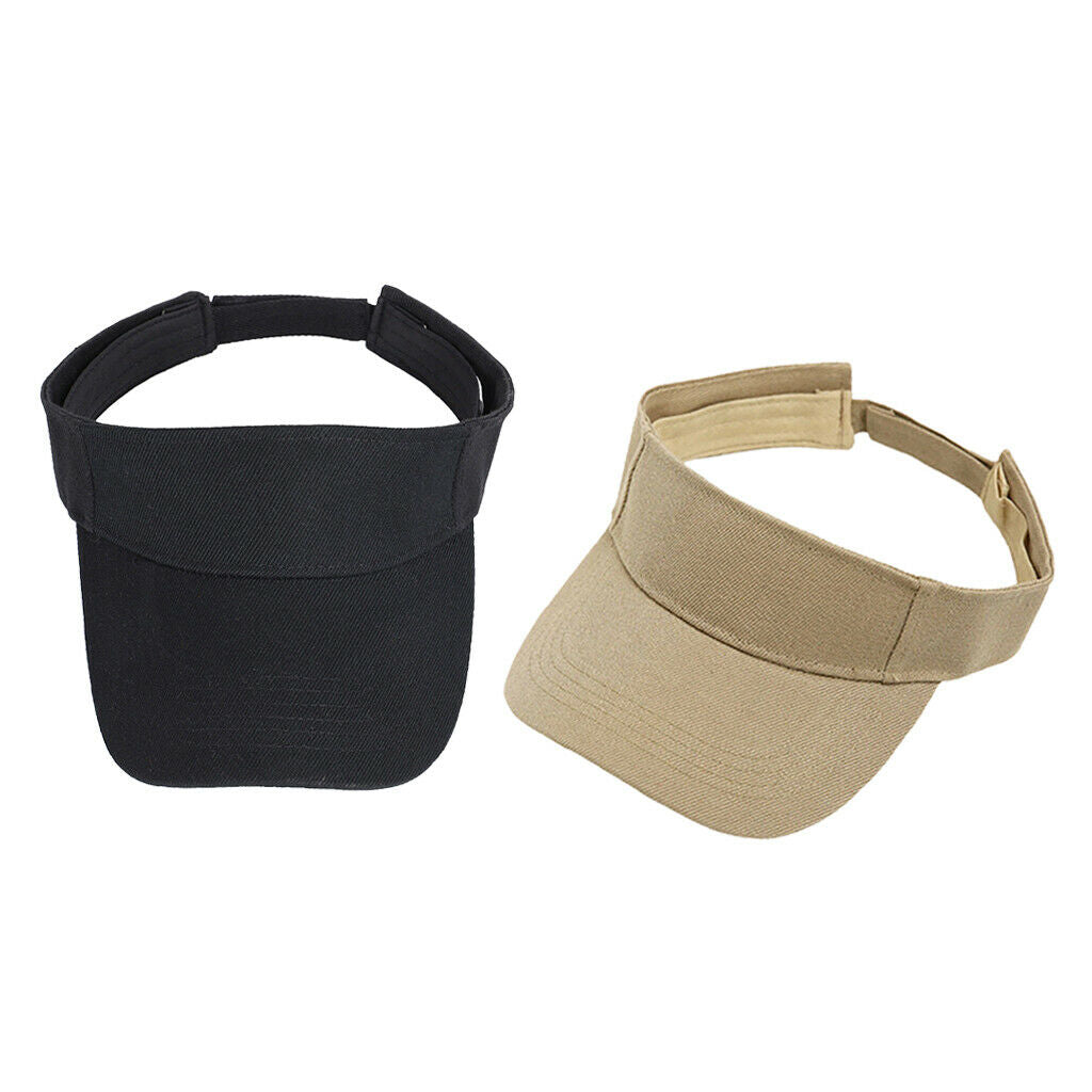 2x 100% Cotton Sun Visor Hat Women Men Golf Tennis Summer Beach