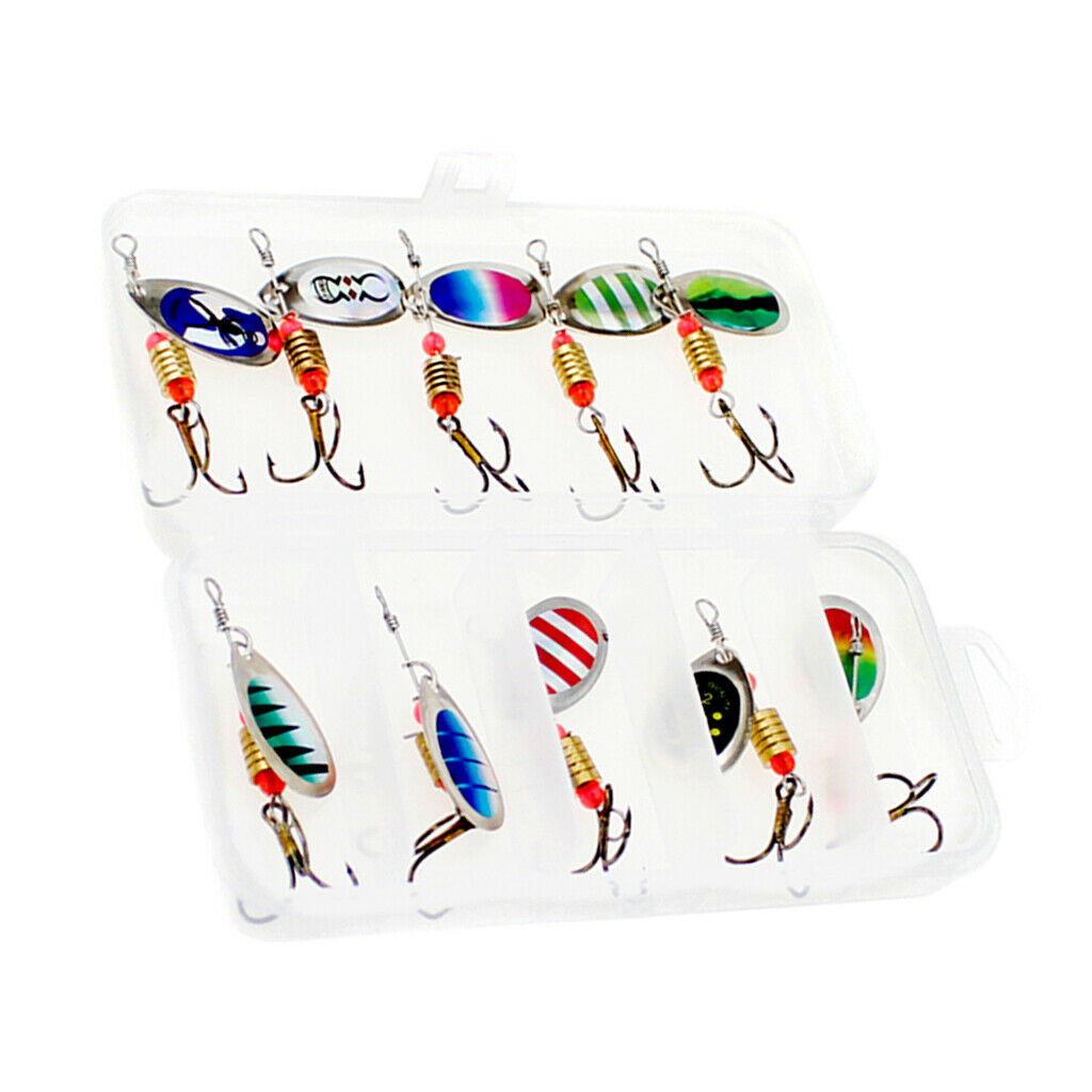 10x Metal Multicolor Sequins Baits Spinnerbait &Organizer Box Saltwater