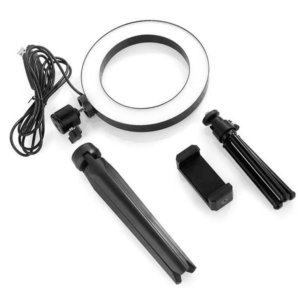 6inch Dimmable Desktop LED Ring Light Video Fill Light Stand Lamp