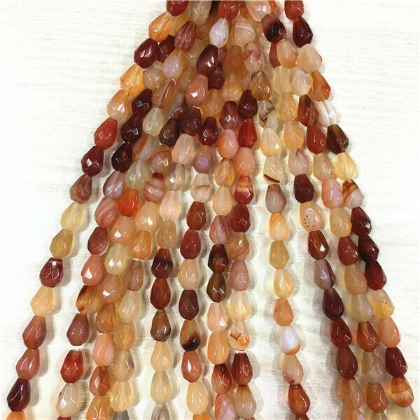 1 Strand/20Pcs 9x7mm Red Agate Faceted Teardrop Loose Beads Jewelry Making HH425