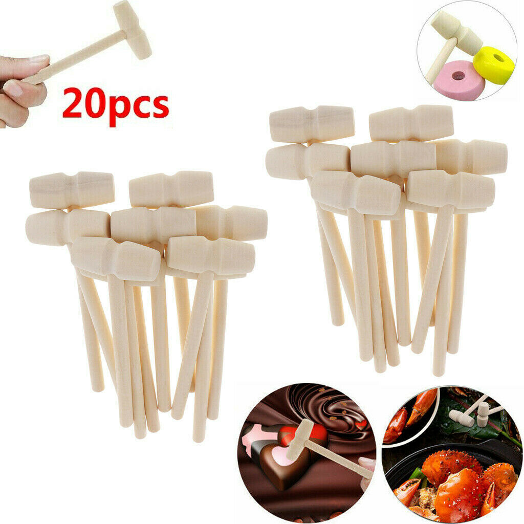 Prettyia 20x Wooden Hammer Wood Mallets Small for Seafood Lobster Crackers Lots