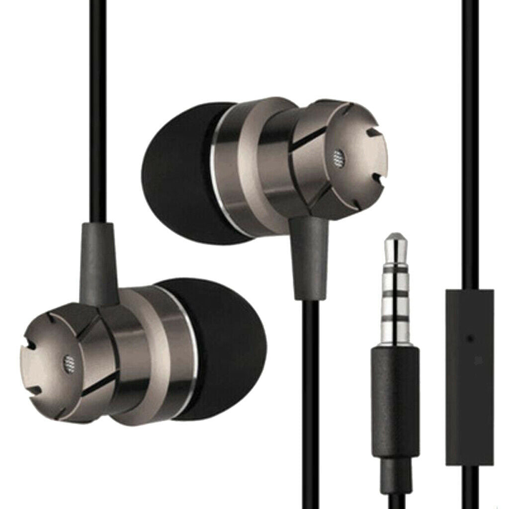 3.5mm SuperBass Music In-ear Stereo Headphones Headset With Mic Black