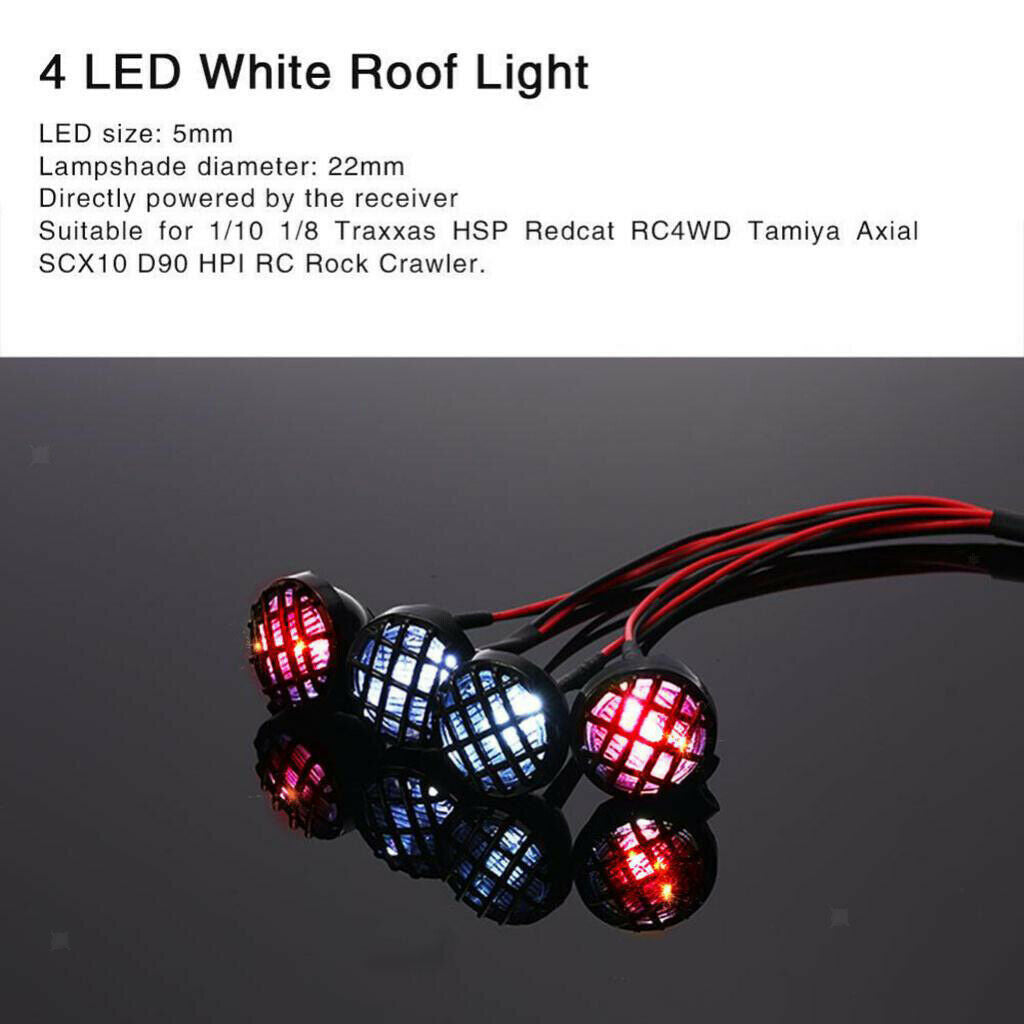 4 Pieces Multifunctional LED Lamp for 1:10 1: 8 Rc Caterpillars  Axial Scx10