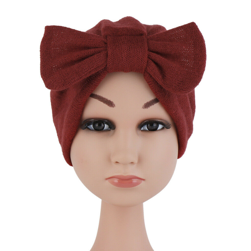 Toddler Warm   Hat Beanie Turban Head Wrap Caps for Kids Girl Wine Red