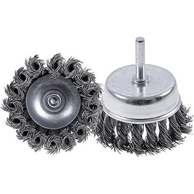10 Pack Kted Wire Cup Brush with 1/4-Inch RoundShank, 3 Inch Wire Drill Brush N5