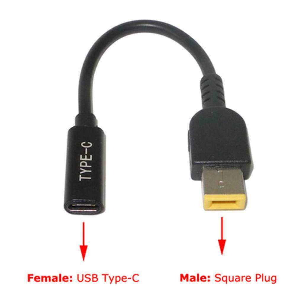 2 lot Power Adapter Cable Type-C Female To Square Plug Charger For Lenovo