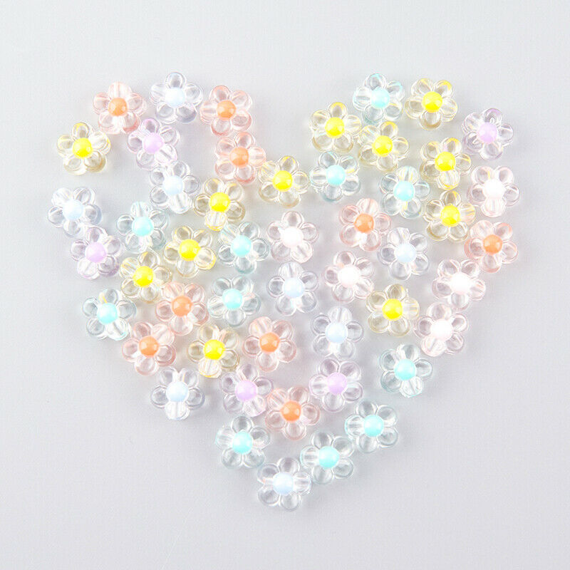 50Pcs DIY Jewelry Accessory Acrylic Flower Spacer Blossom Bead Bracelet Mak Qx