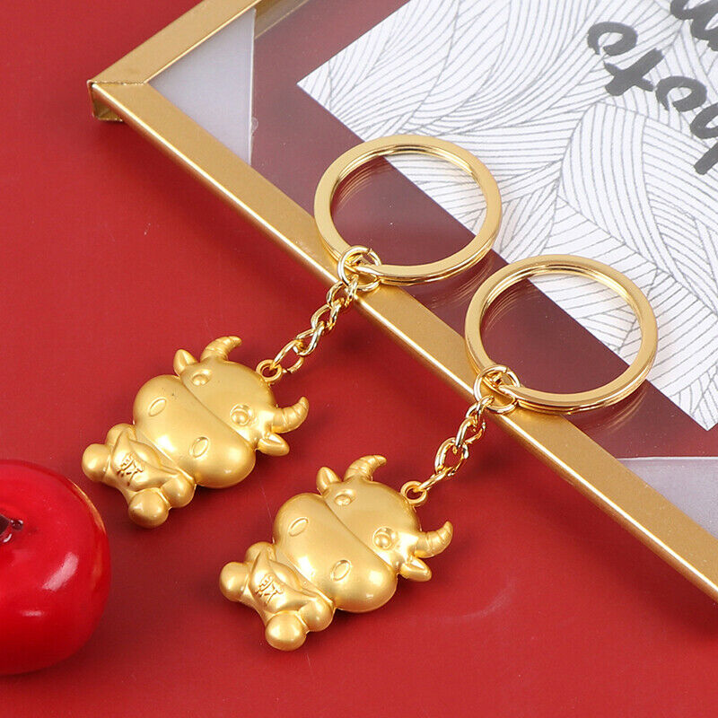 1PC Chinese Zodiac Ox Year Key Ring Pendant Lucky Bull Keychain Gift Souv.l8