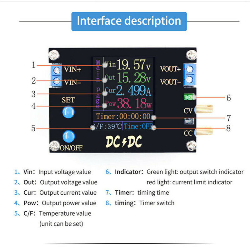 DC DC Buck Boost Converter Adjustable CC CV Step Up Down Power Supply Module