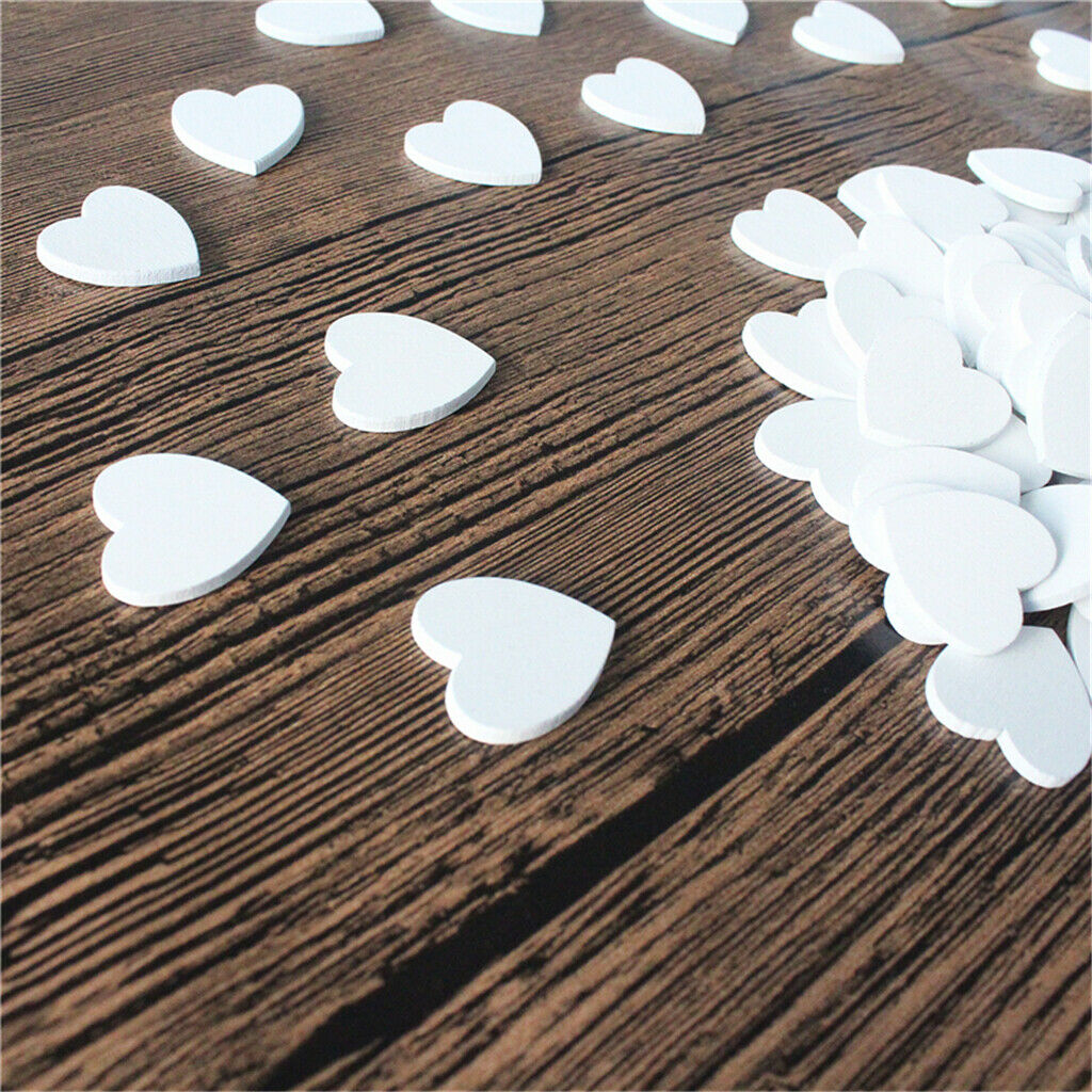 100 Pieces White Wooden Slice, Unpainted, Blank Love Heart Embellishments,