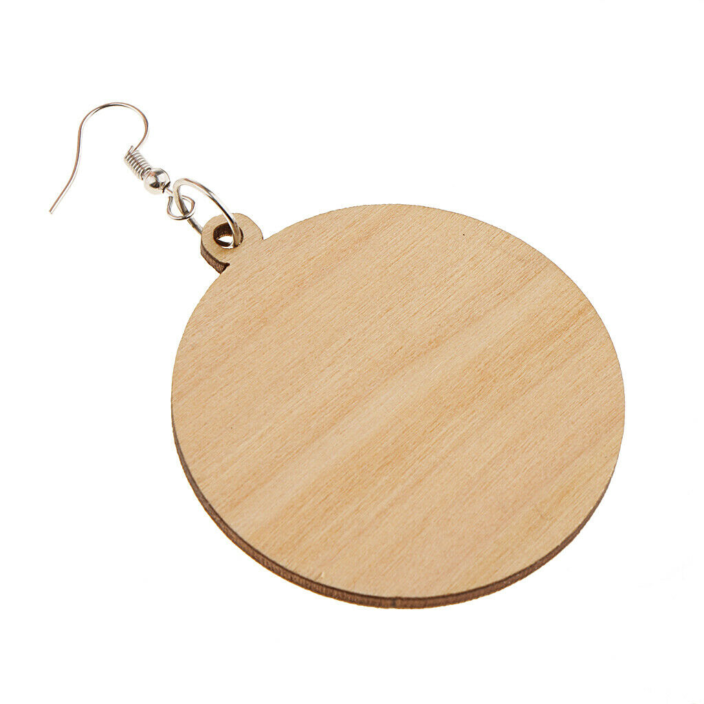 2 Pairs Ethnic Big Geometric Round Circle Teardrop Wooden Dangle Earrings