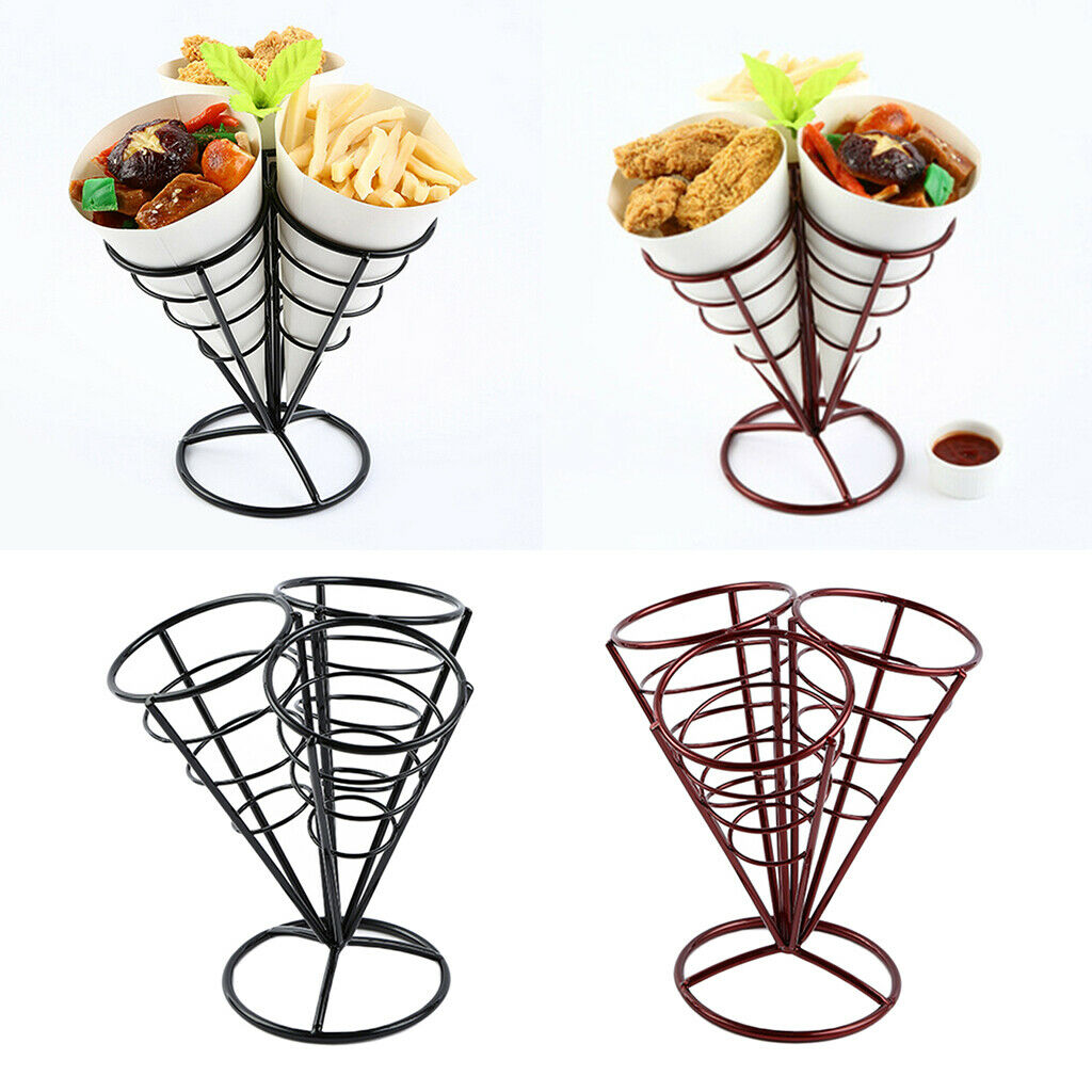 French Fry Stand Cone Basket Holder for Fries Fish Chips Appetizers Red