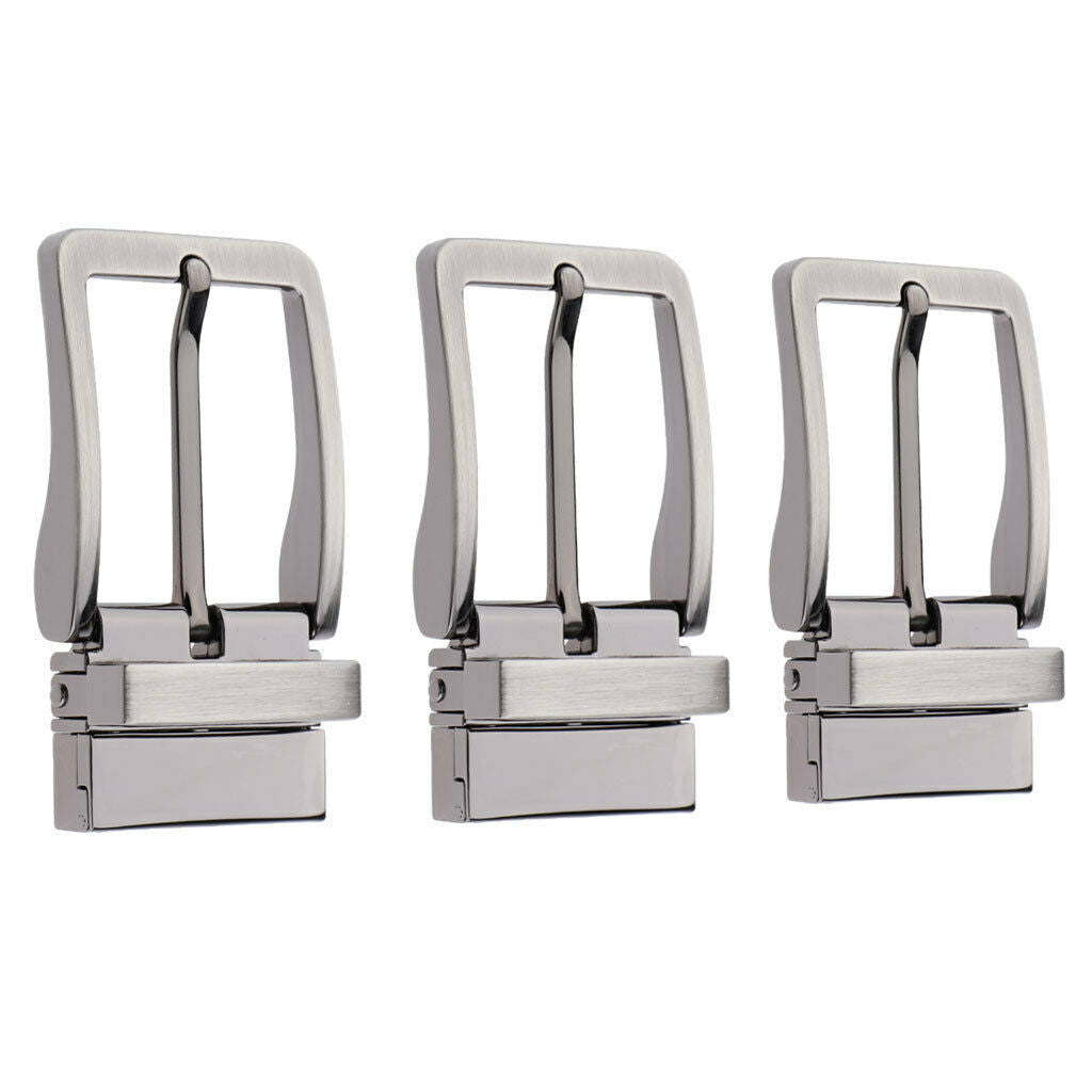 3x Reversible Metal Men Boys Belt Buckle Single Prong Rectangle Pin Buckle