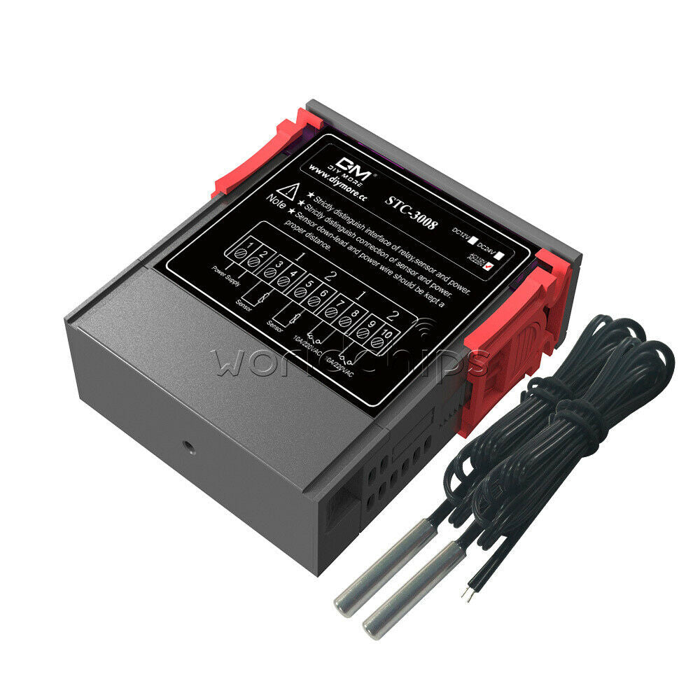AC110-220V STC-3008 Digital Thermostat Temperature Controller Dual NTC Sensor