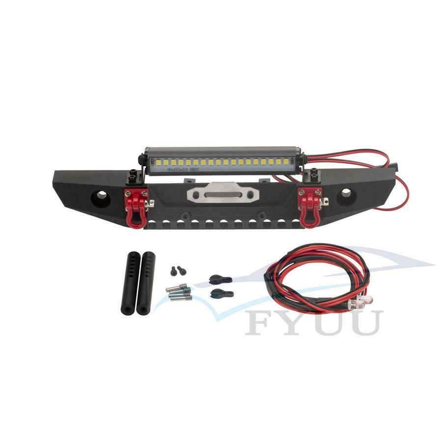 Metal Front Bumper & LED Lighting System for 1/10 RC TRX4 Axial SCX10 & SCX10 II