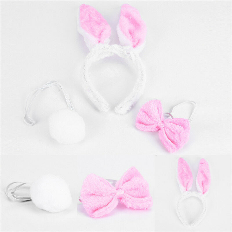 Lovely Girls Rabbit Bunny Ears Headband Tail Necktie Birthday Party Cost.l8