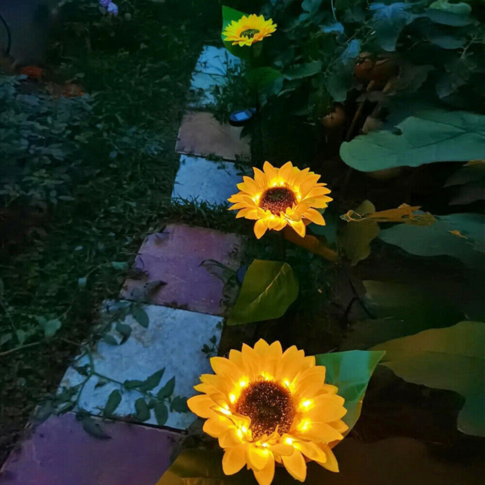 2Pack Outdoor Solar Sunflower Garden Stake Lights LED Landscape Decorative Light