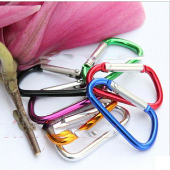 5 Pcs Aluminum D Carabiner Spring Snap Clip Hooks Keychain Climbing -.l8