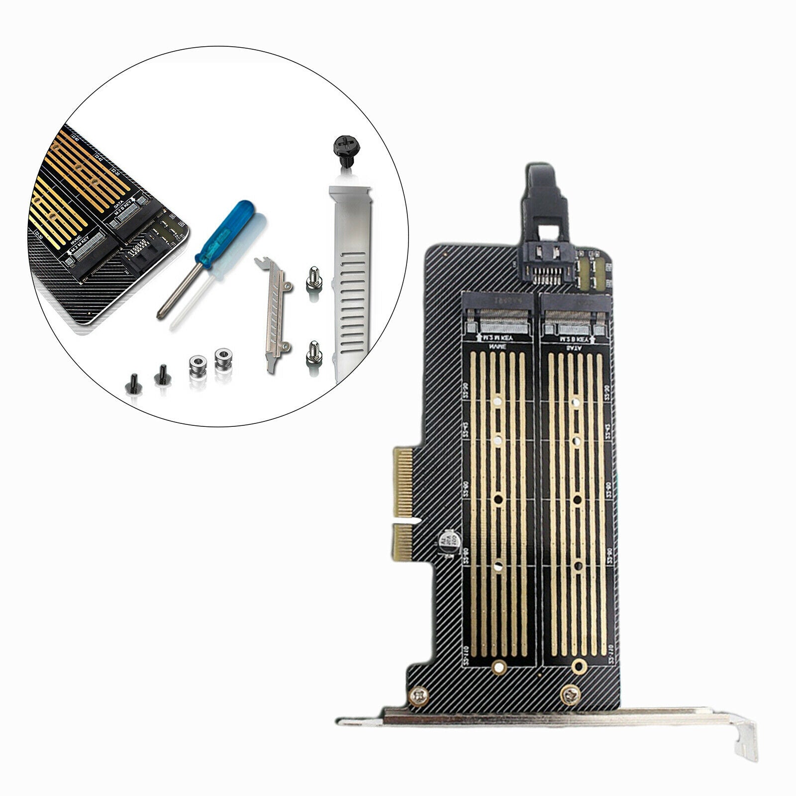 Dual PCIe to M.2 NVME Adapter M Key B Key For Desktop PC M.2 SATA SSD 2240