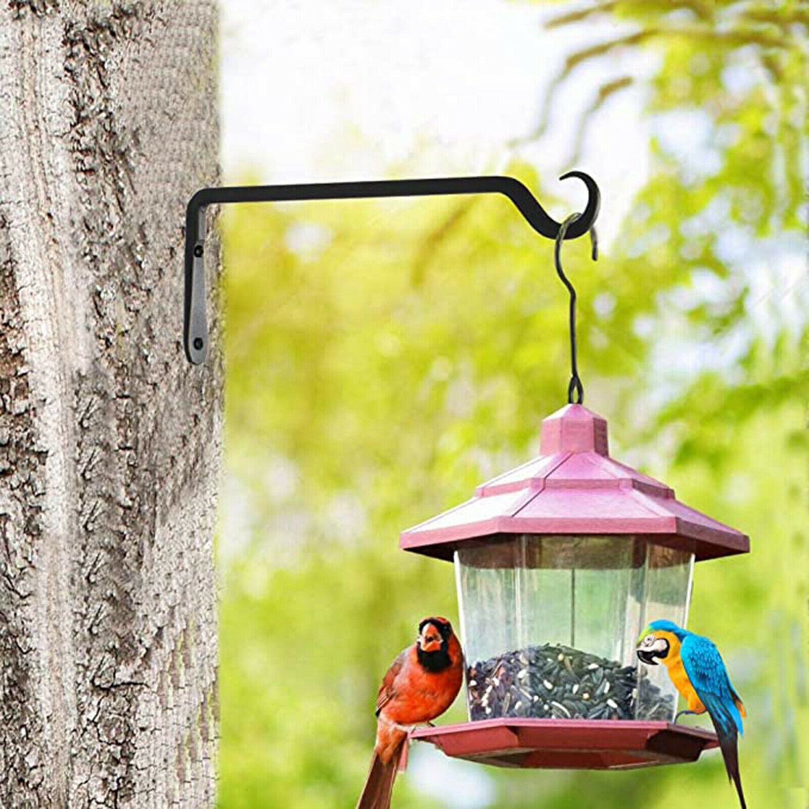 2x Wall Hanging Bracket Art Plant Basket Lantern Bird Feeder Hook Home Decor
