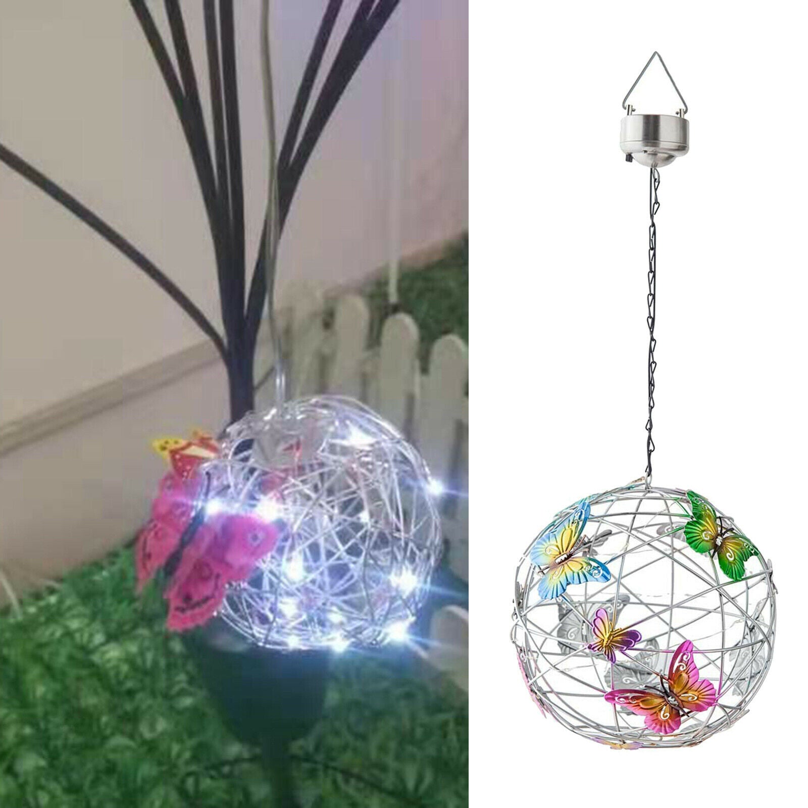 LED Hanging Solar Lights with Hook Lantern Patio Party Hang Lamp Hang Decor