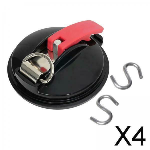 4X Suction Cup Anchor Tie Down Car Side Awning Durable With Securing S Hook
