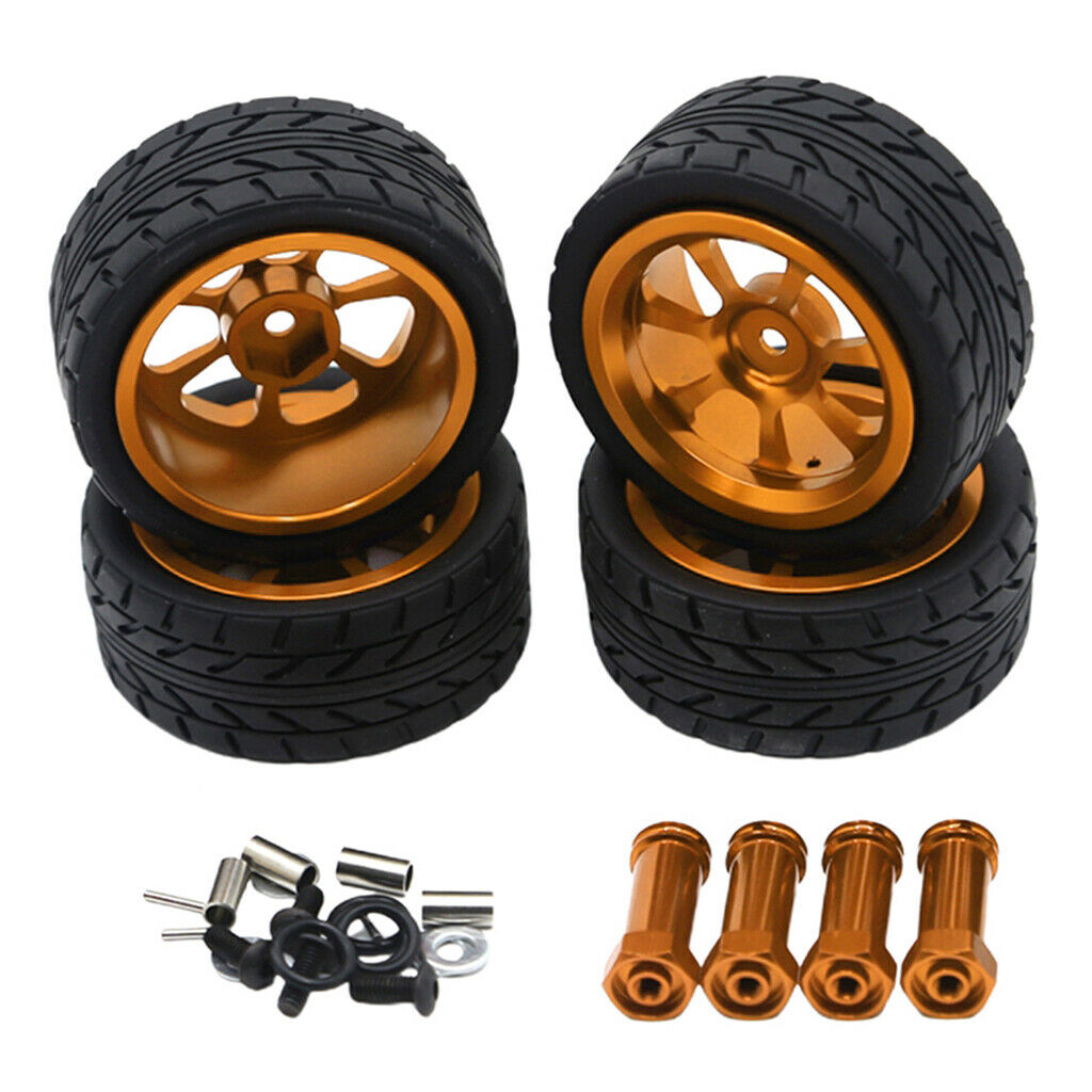 4pcs 1/14 RC Car Tires Tyres & Wheels For Wltoys 144001 w/ 12mm Hex Golden