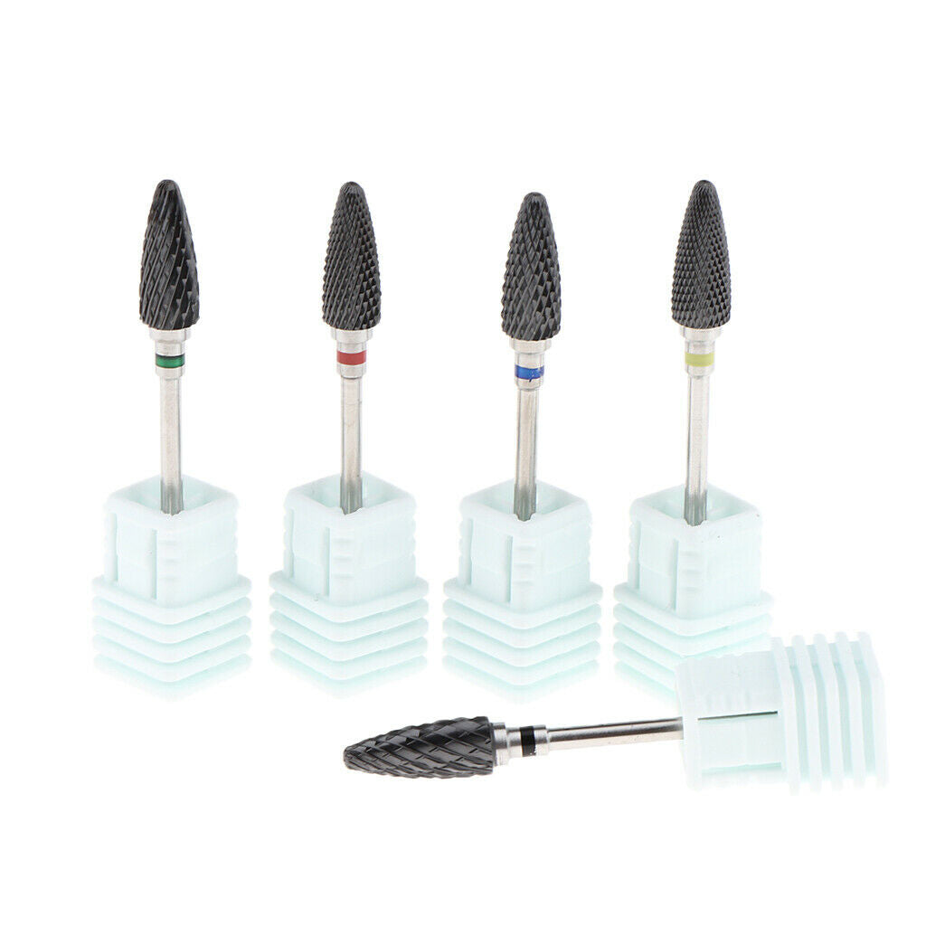 5 Count Tree Shaped Nail Drill Bits Cuticle Cleaner Rotary Burrs Polishing Head