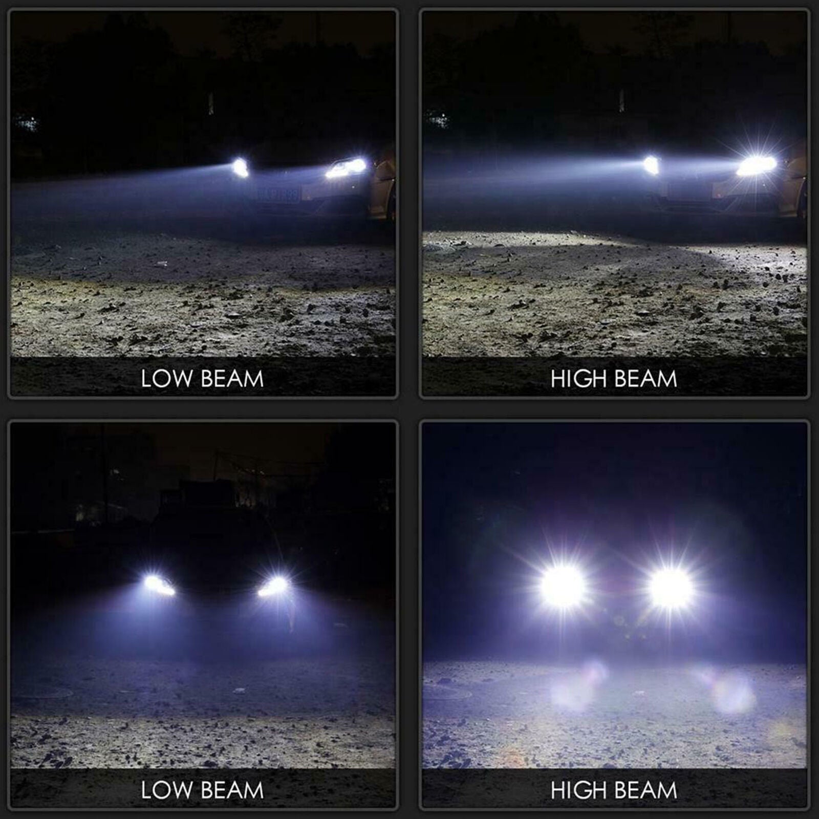 4-sides LED Headlight Kit 9006 HB4 HB4U 6000K 2600W 390000LM Fog Bulbs Pair