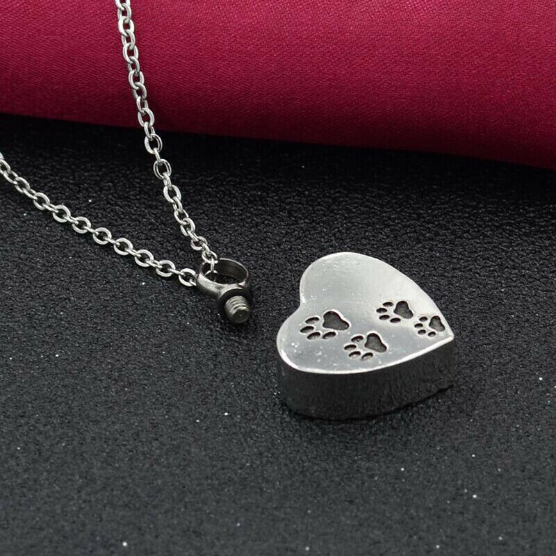 Pet Heart Urn Necklace for Ashes - Cremation Jewelry Keepsake Memorial Pe.l8
