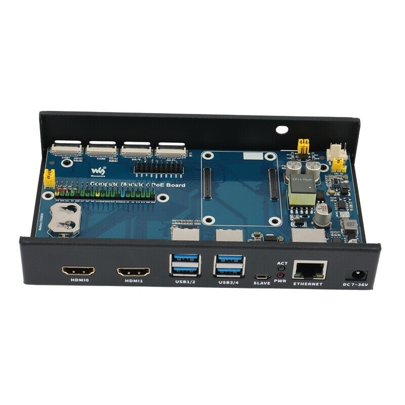 Waveshare PoE Mini-Computer for Raspberry Pi Compute Module 4 CM4, with Metal Z6