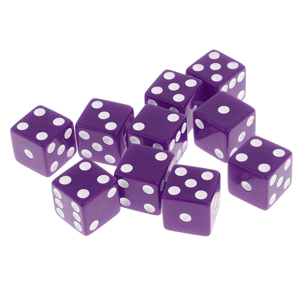 10 Piece Six Sided D6 Dice Set for D&D Table Games High Quality Dark Purple