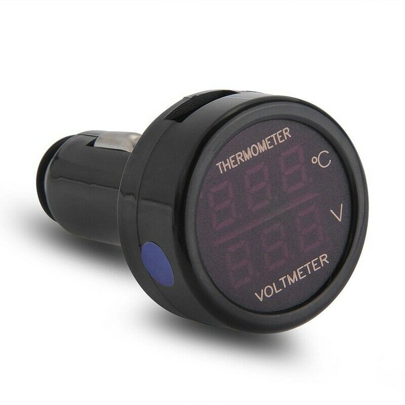 12V 24V voltmeter thermometer ette Lighter Adapter Plug LED Blue / Red Signal K9