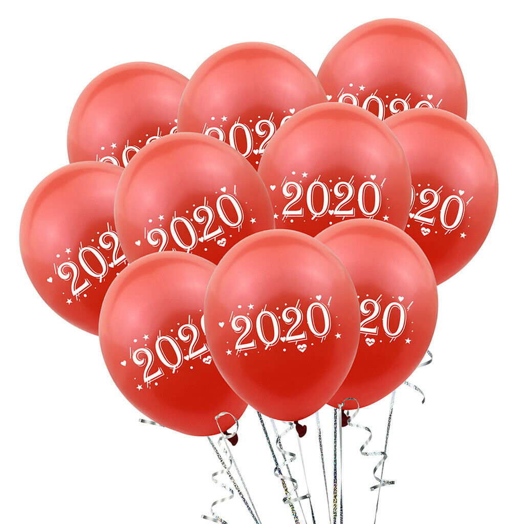 10 Pieces 2020 New Year Balloon Party Decorations Photo Prop Red