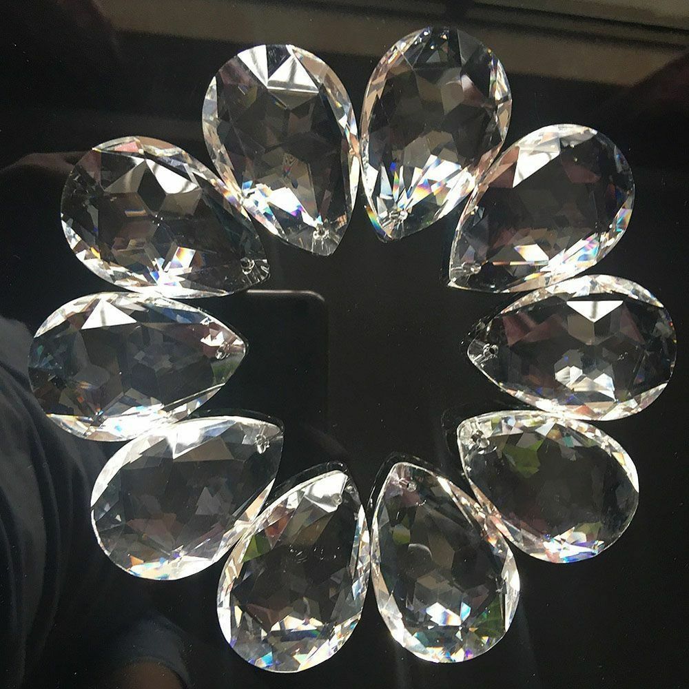 10x Clear Snowflakes Crystal Glass Beads Chandelier Ornaments Hanging Decor
