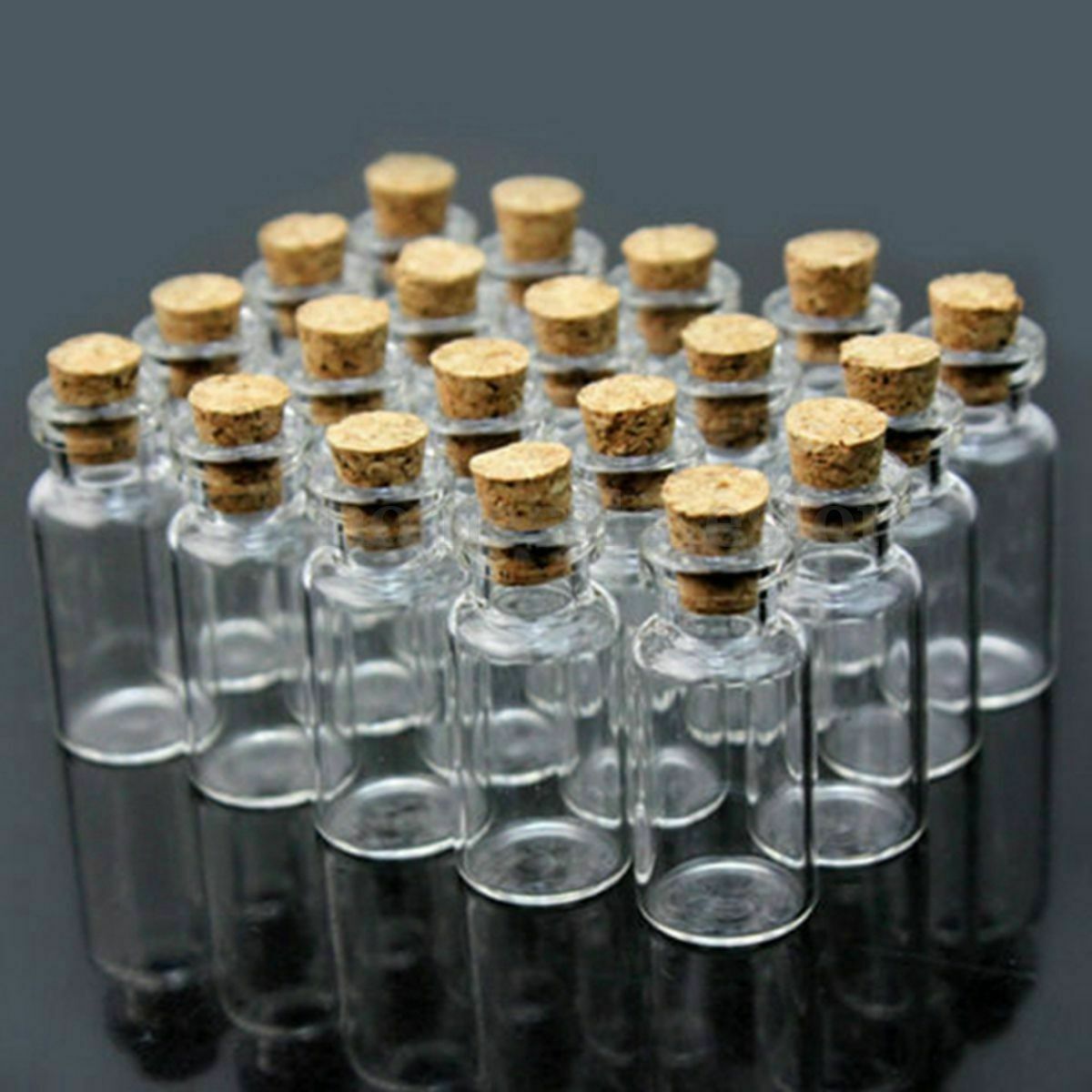 50Pcs 0.6ml  Mini Tiny Empty Clear Glass Jars Bottles Vials with Cork Stoppers