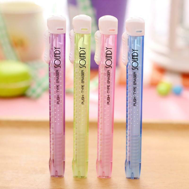 4 Pcs Creative Pen-shaped Erasers Retractable Rubber Pencil Eraser Easy Erasing