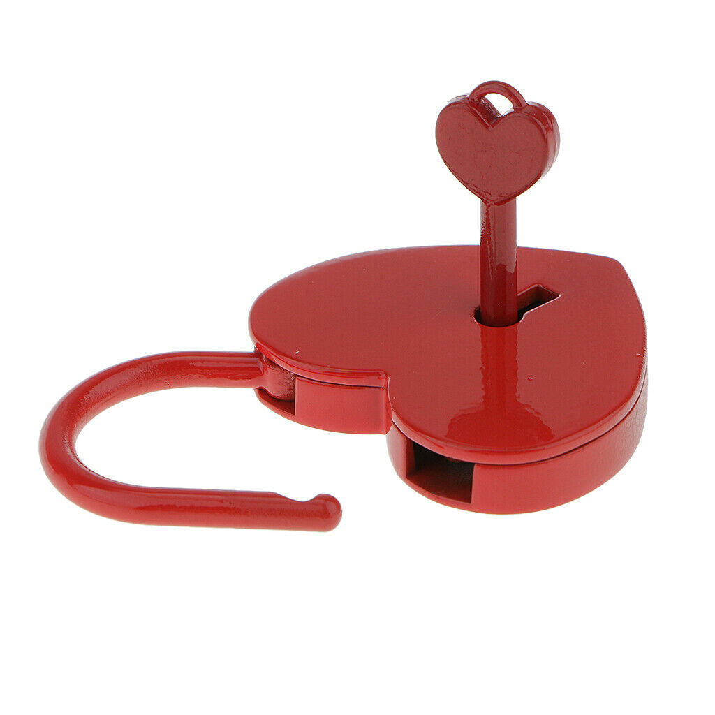 Mini Heart Shaped Padlock With Key Travel Luggage Safety Lock Set Red L