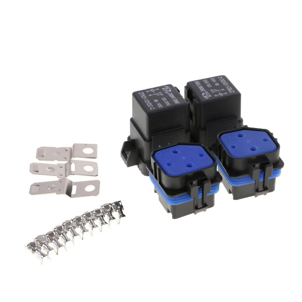 2 Set 40A 12V 5Pin Relay Socket Terminals for Car Motorcycle Boat Automotive