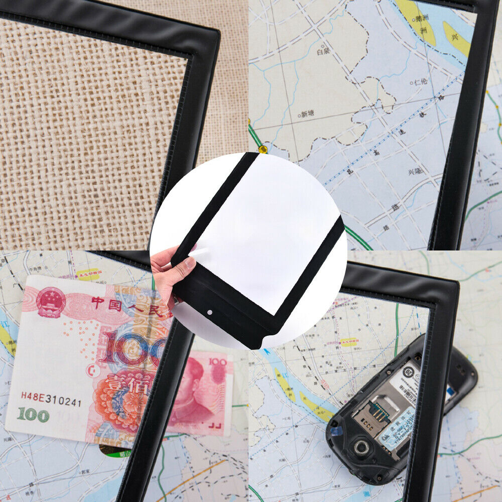 Big Size A4 Flat PVC Magnifier Sheet X4 Book Page Magnifying Reading Glass Lens~