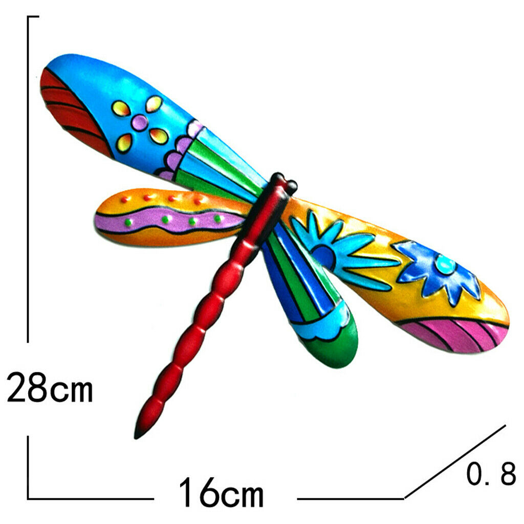 P4cs Metal Dragonfly Wall Decor Outdoor Statues Fence Hanging Decoration