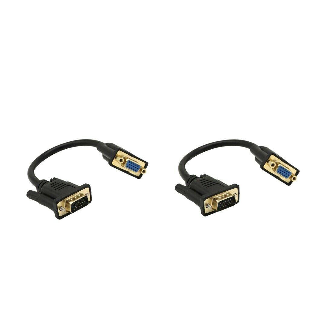 Set of 2 VGA Male to Female Connector Cable Extension Cord for Computer