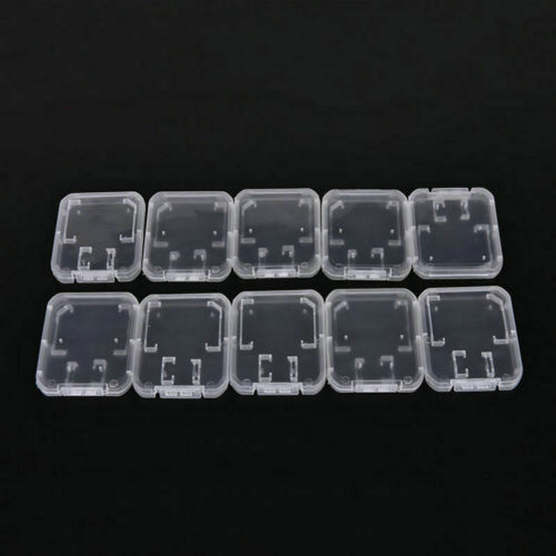 10pcs Transparent Standard SD SDHC Memory Card Case Holder Box Storage Useful