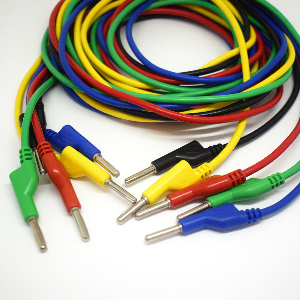 1set 5 colors 2M Silicone High Voltage Dual 4mm Banana Plug Test Leads Cable