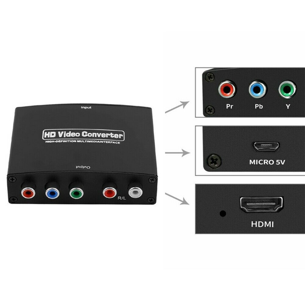 1080P HD to 5RCA RGB Component YPbPr Video +R/L Audio Adapter Converter HD TV